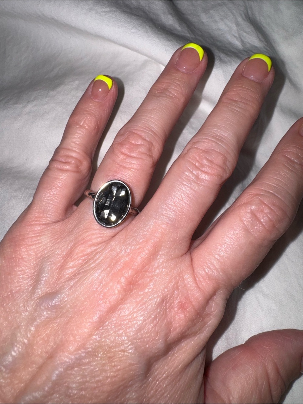 Sterling Oval Smoky Quartz Ring with Silver Band